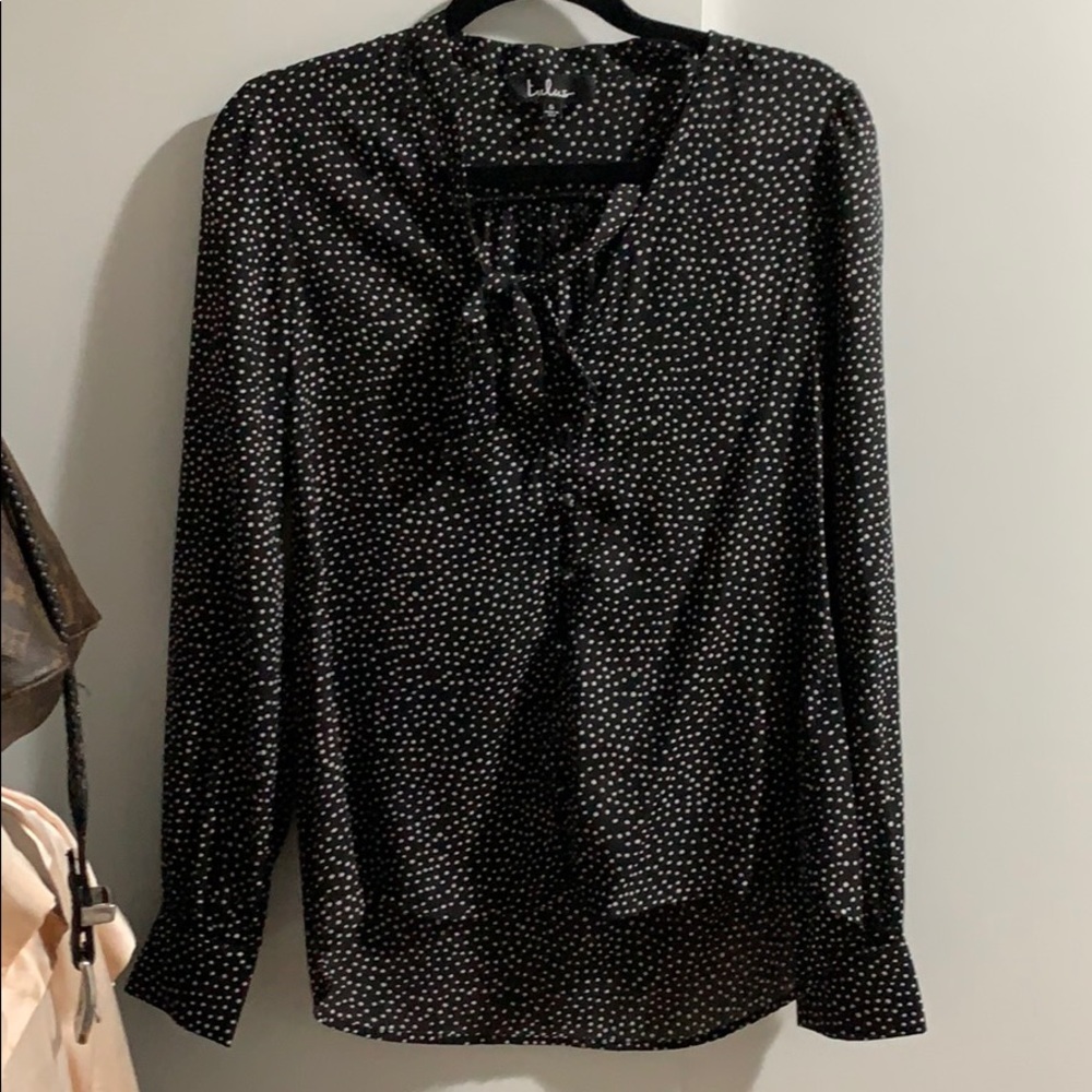 Black and white polka dot blouse
